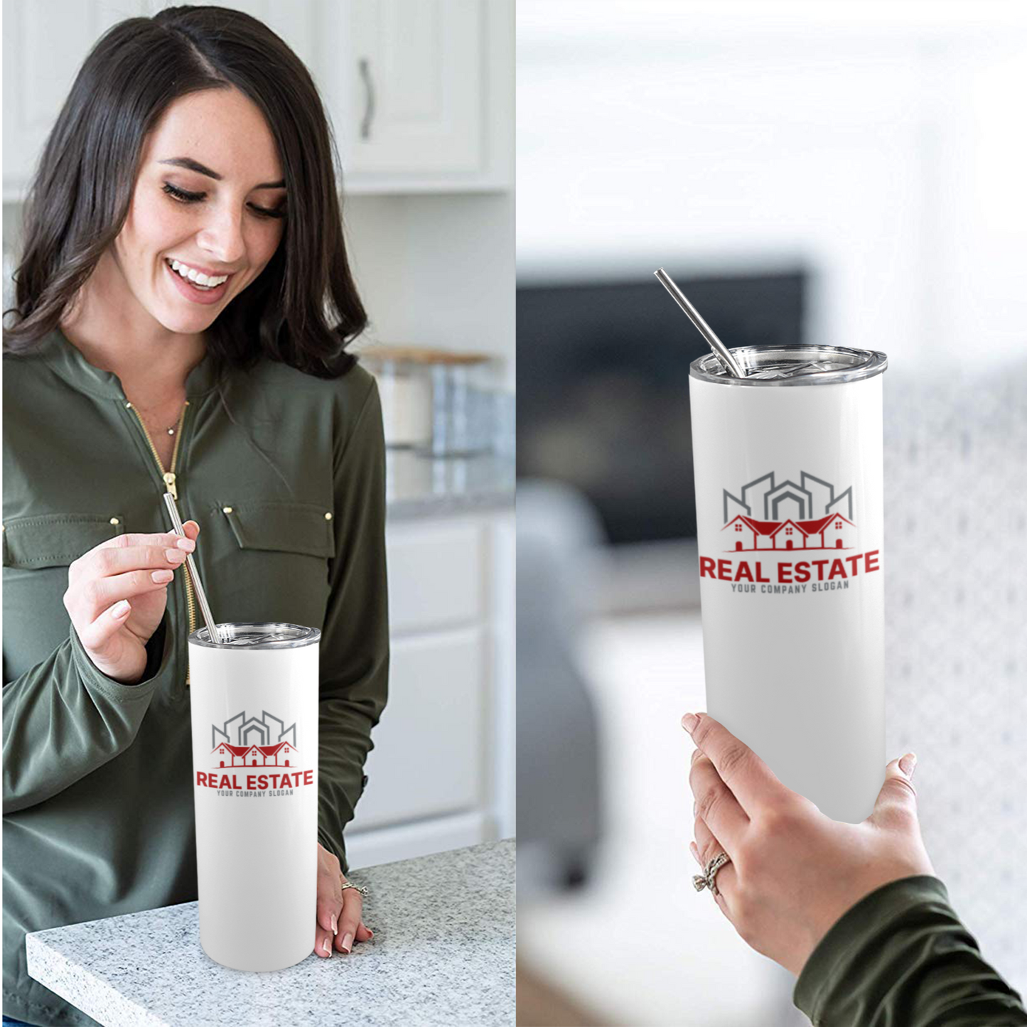 Custom Sublimation 20oz Skinny Tumbler with Lid (Design services included)