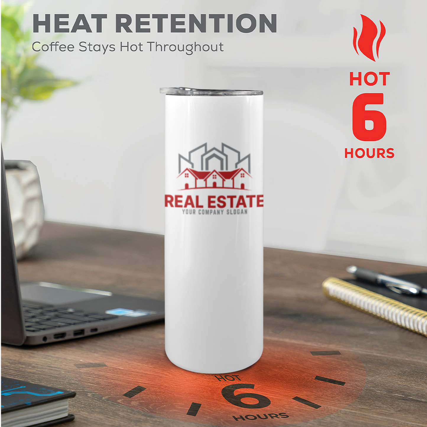 Custom Sublimation 20oz Skinny Tumbler with Lid (Design services included)