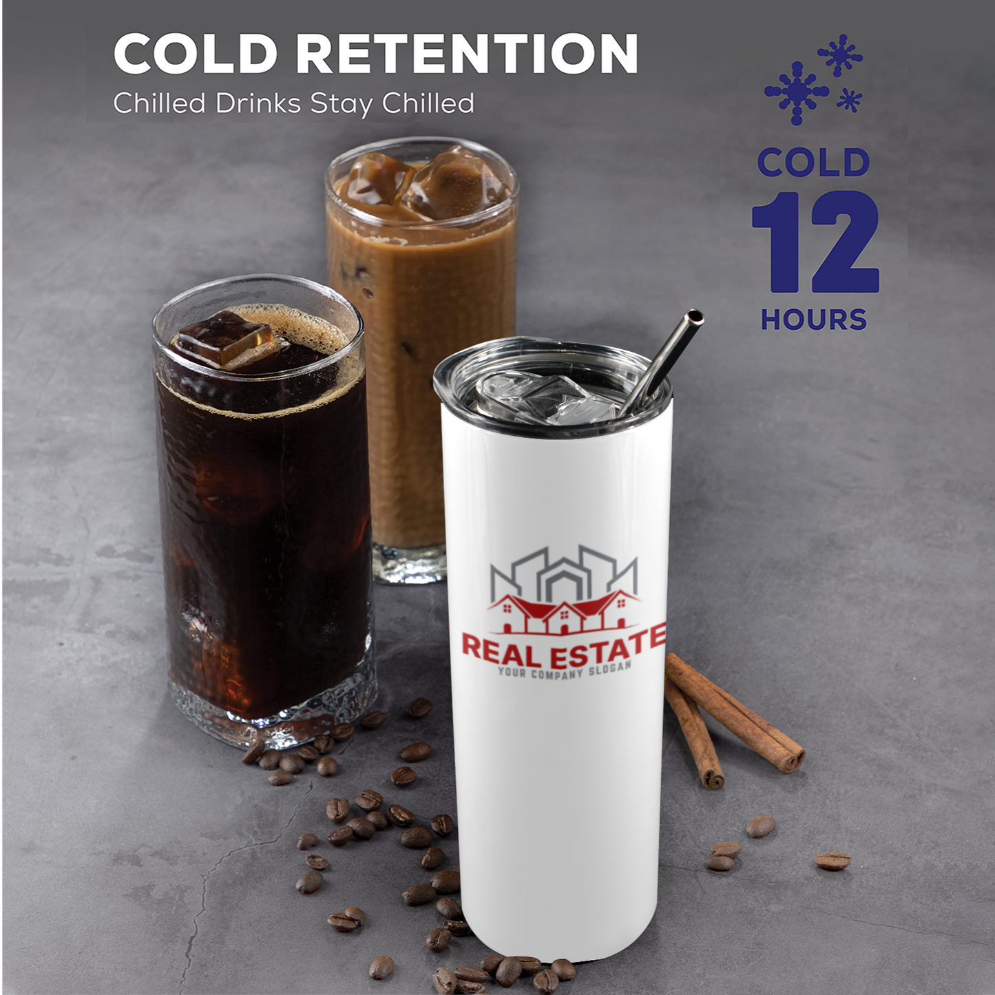 Custom Sublimation 20oz Skinny Tumbler with Lid (Design services included)