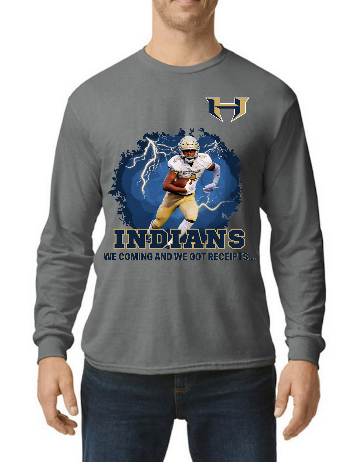 Custom Football Player Long Sleeve Tee